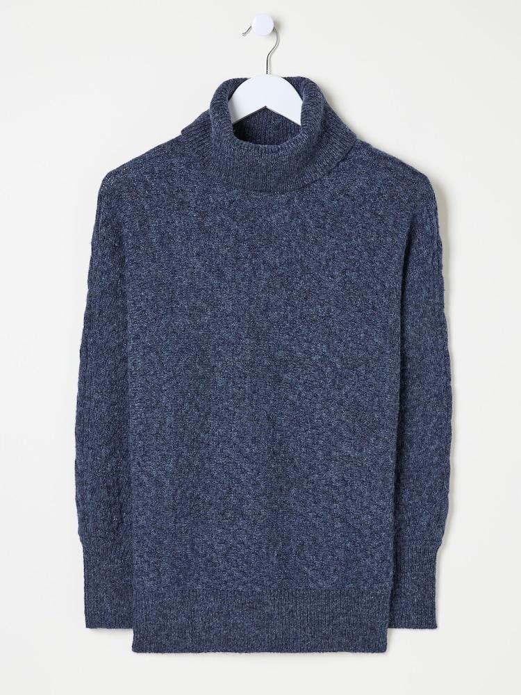 fat face Navy Amara Roll Neck Knitted Jumper