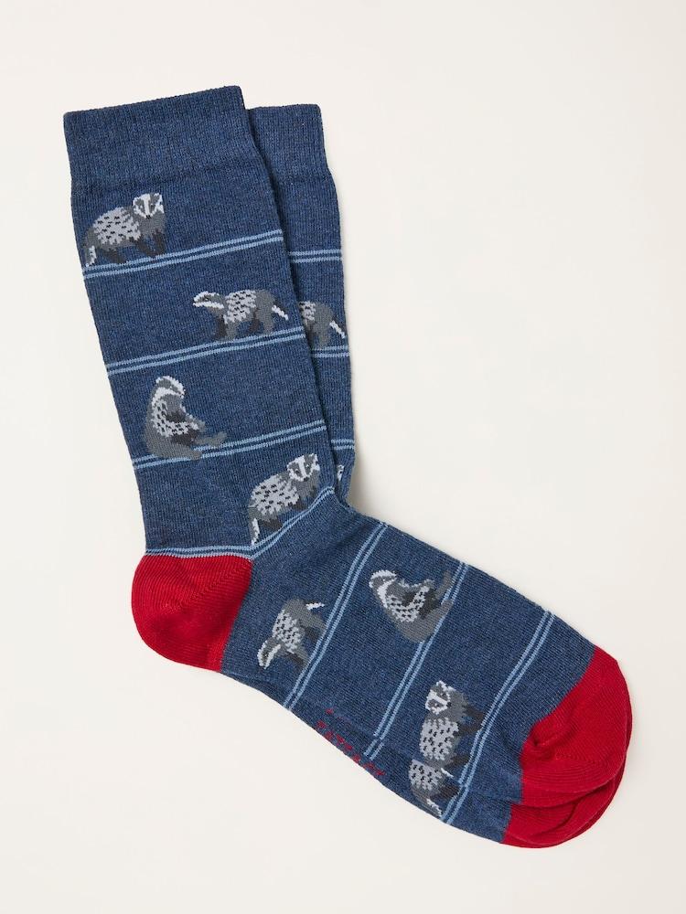Fat Face Navy Badger Socks