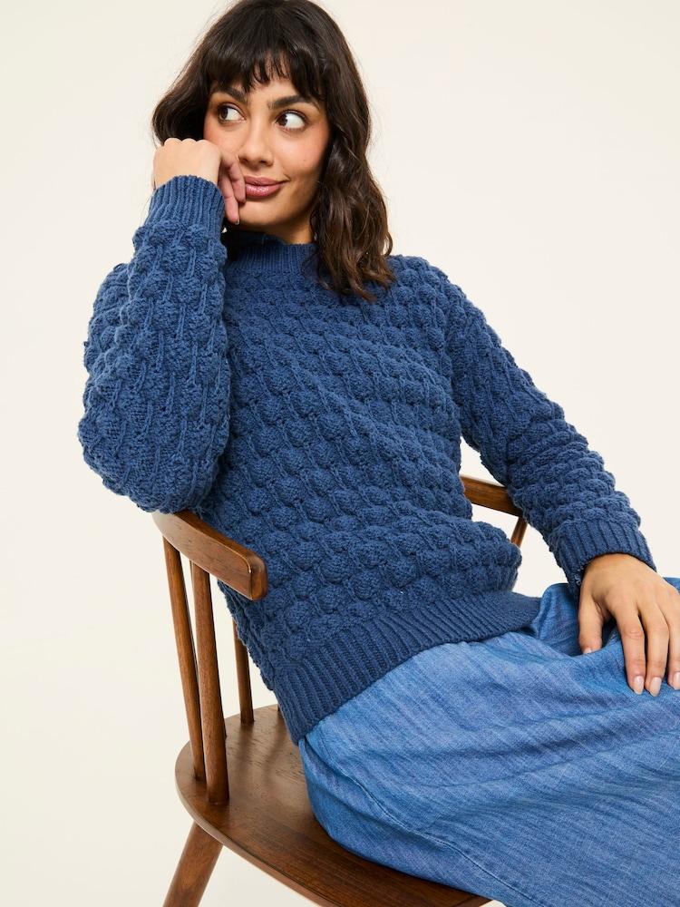 Fat Face Navy Bea Bobble Knitted Jumper