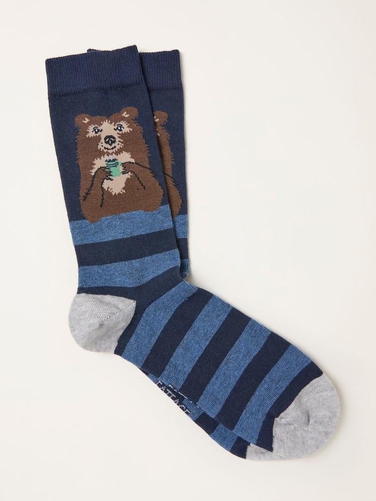 Fat Face Navy Bear Socks