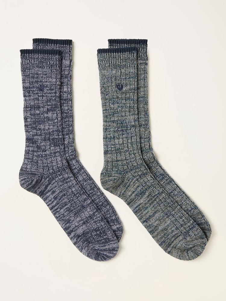 fat face Navy Blue 2 Pairs of Boot Socks