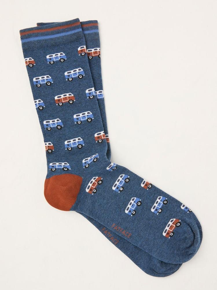 Fat Face Navy Blue Campervan Socks