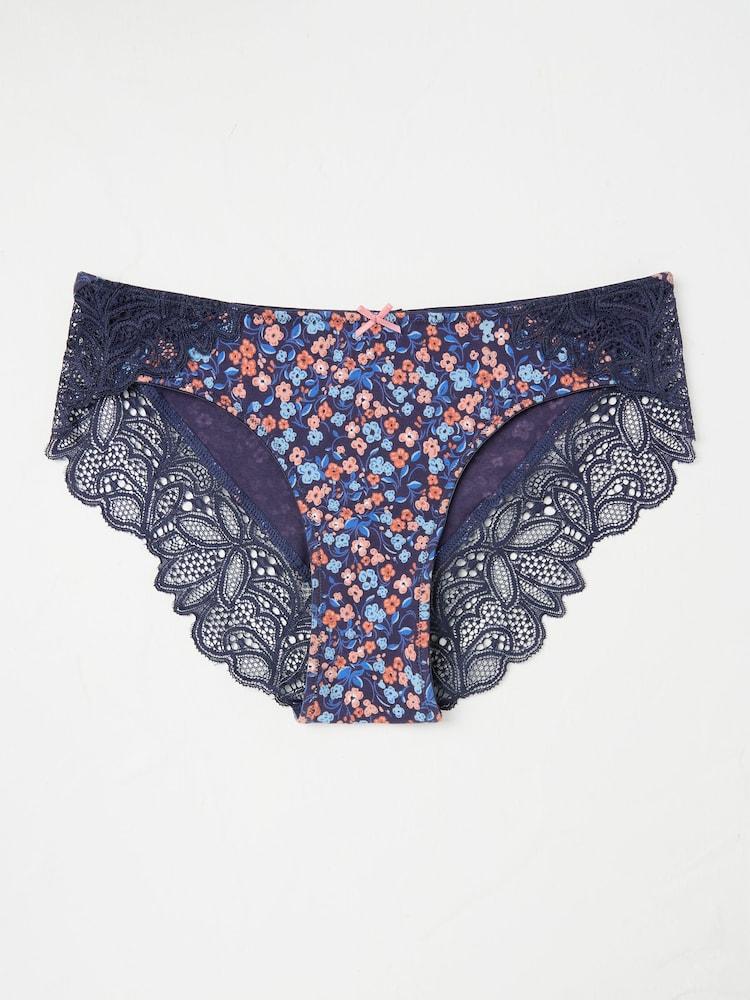 Fat Face Navy Blue Floral Cheeky Knickers