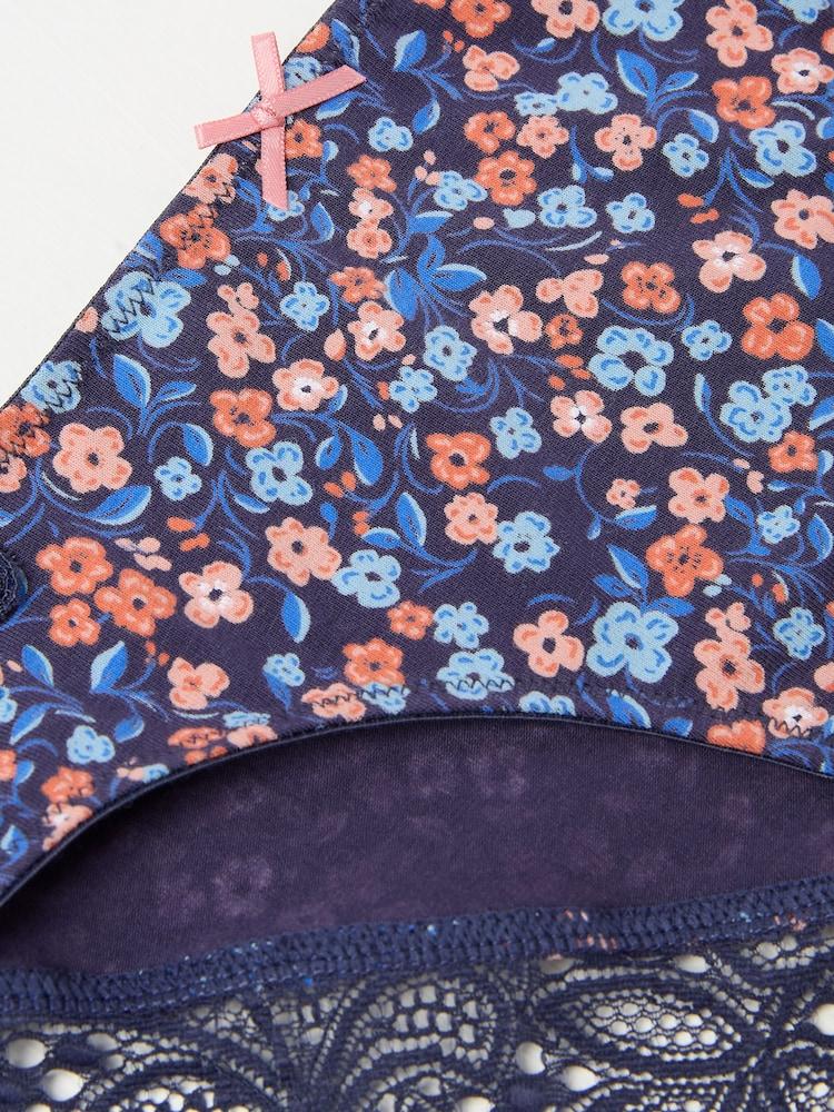 Fat Face Navy Blue Floral Cheeky Knickers