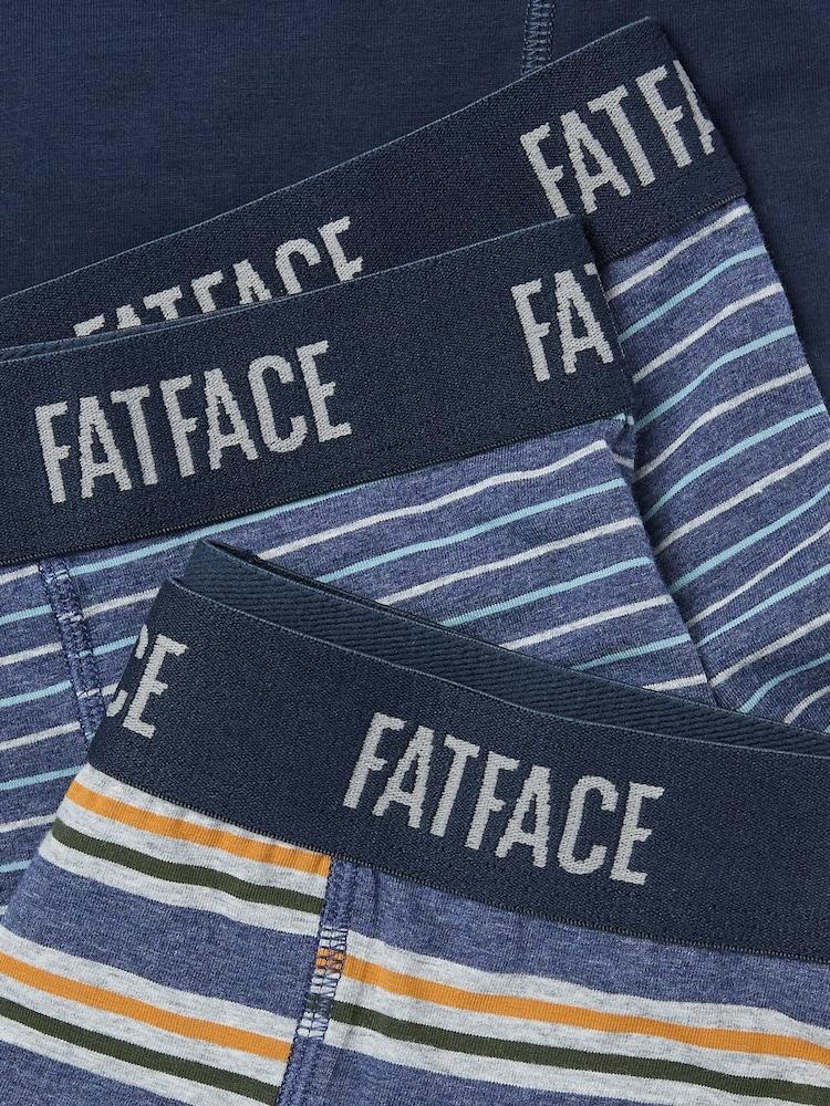 fat face Navy Blue Stripe Classic Boxers 3 Pack