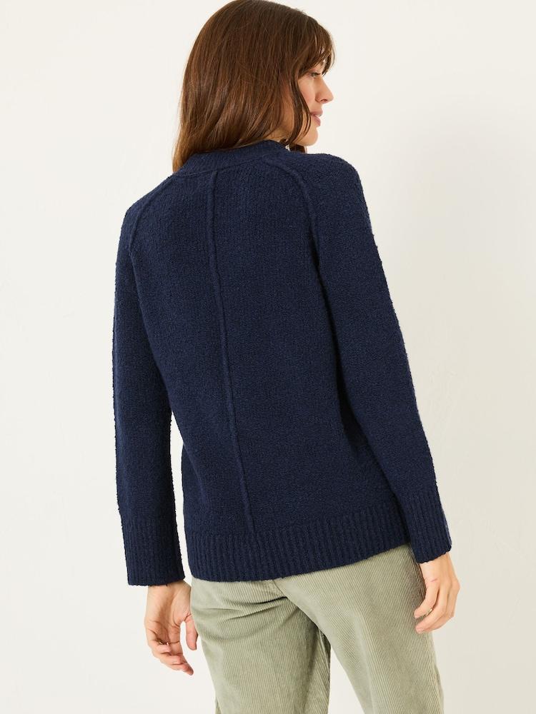 Fat Face Navy Bonnie Boucle V-Neck Jumper