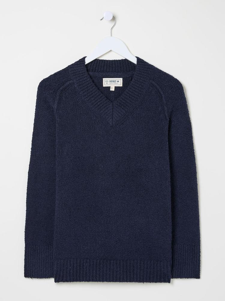 fat face Navy Bonnie Boucle V-Neck Jumper