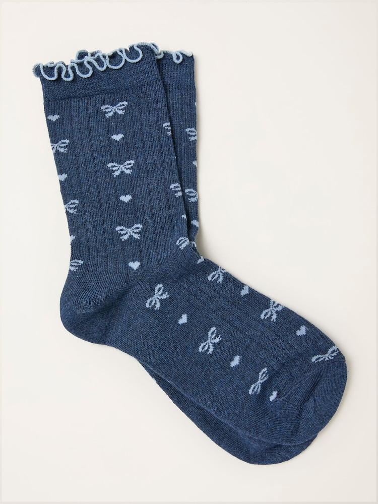 Fat Face Navy Bow Socks