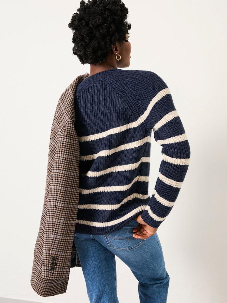 Fat Face Navy Breton Stripe Knitted Jumper