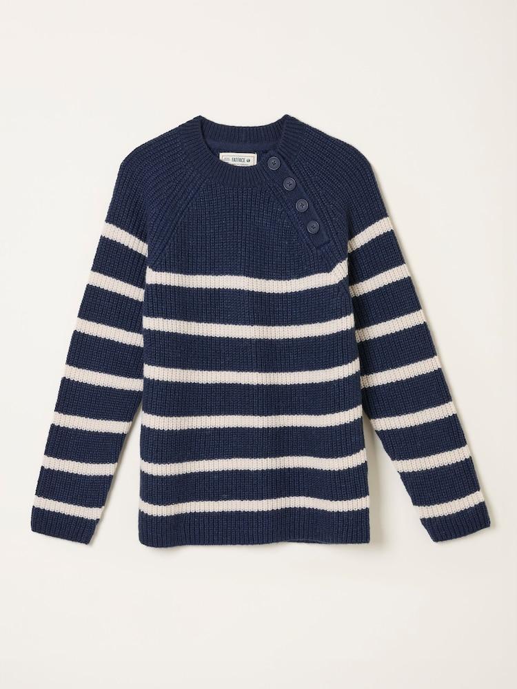 fat face Navy Breton Stripe Knitted Jumper