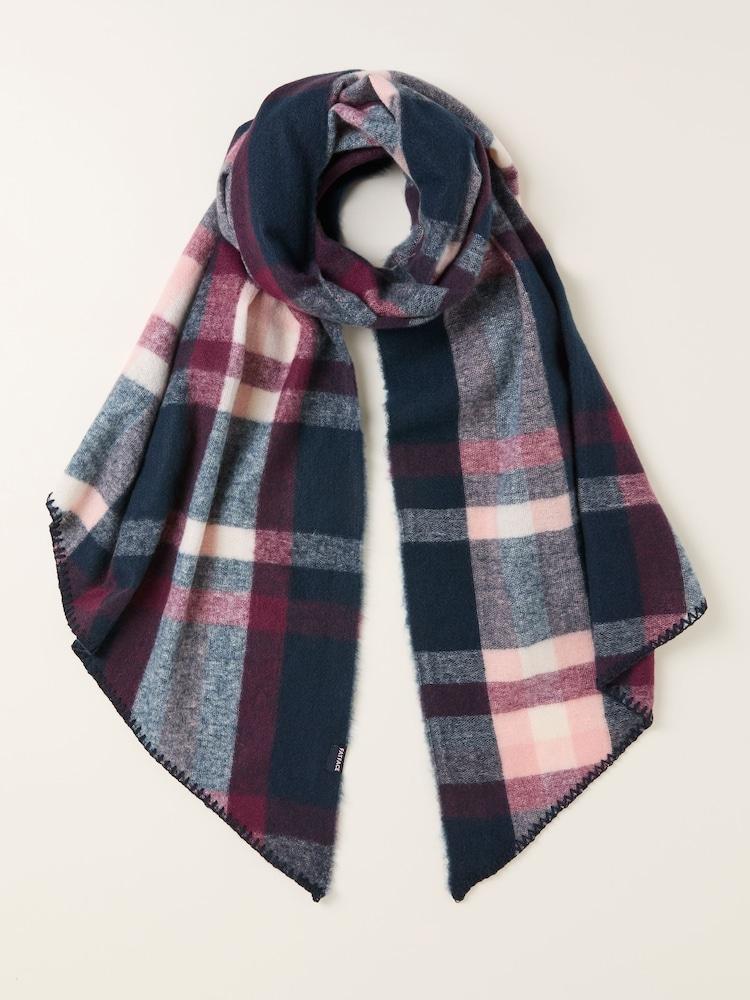 Fat Face Navy Check Scarf
