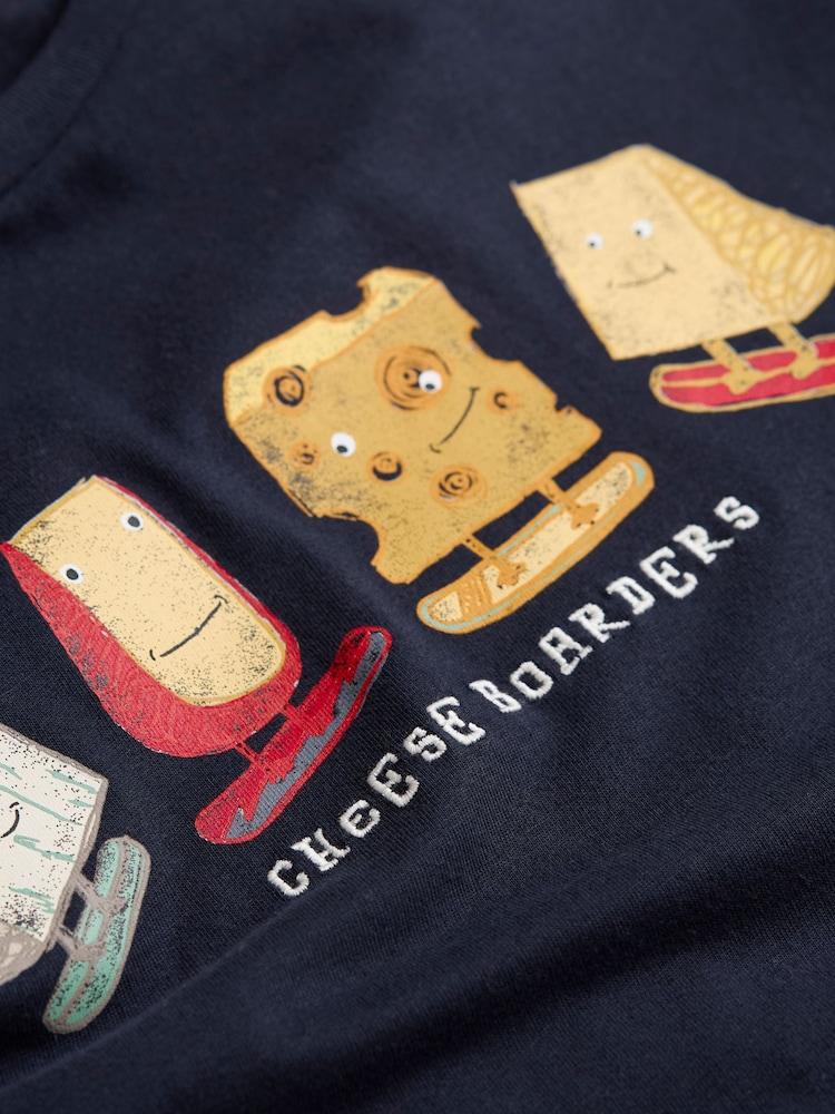 fat face Navy Cheese Boarders Graphic T-Shirt