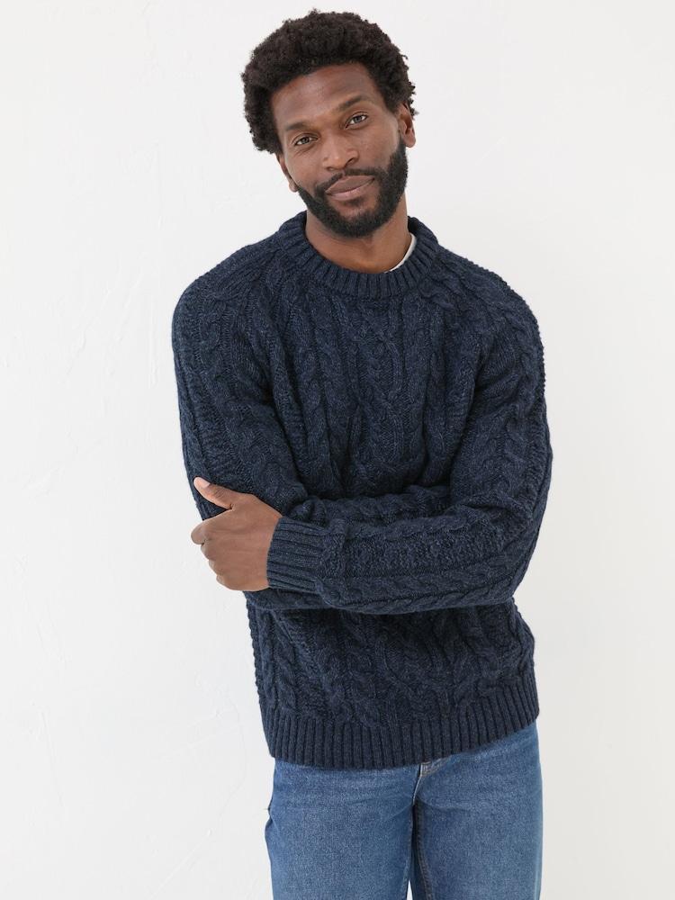 Fat Face Navy Crew Neck Jumper