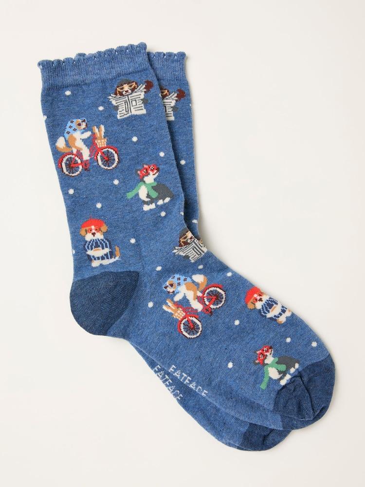 Fat Face Navy Dog Socks