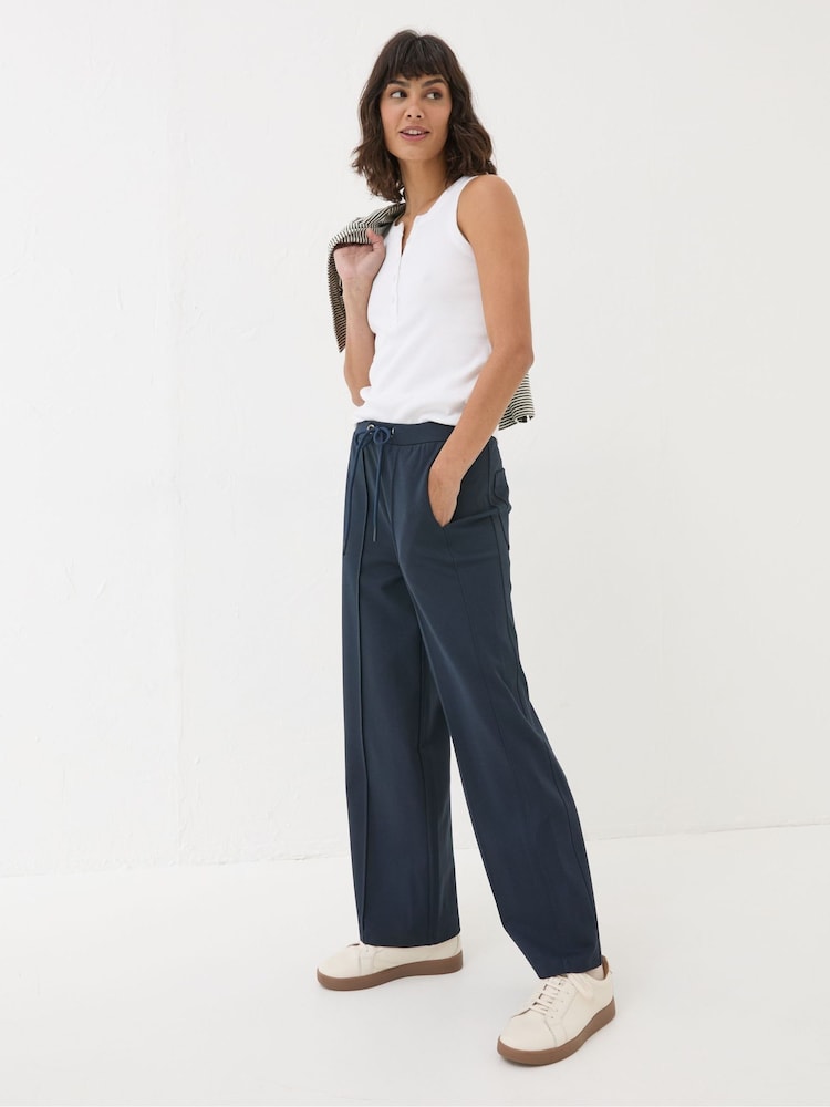 Fat Face Navy Ely Wide Leg Trousers