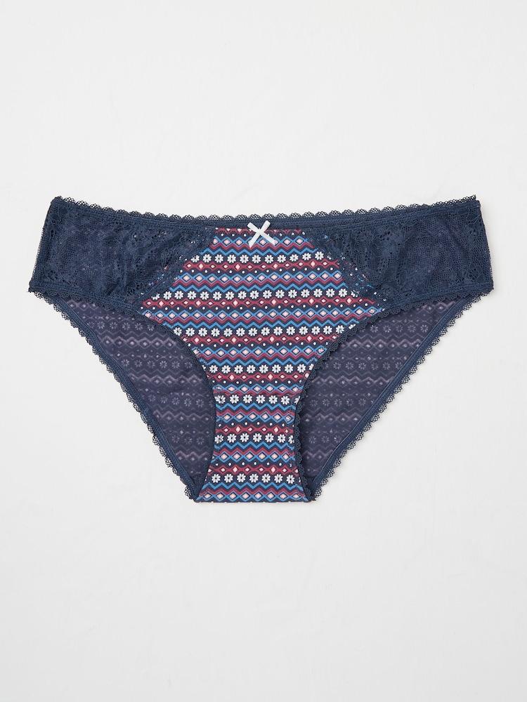 Fat Face Navy Fair Isle Mini Knickers