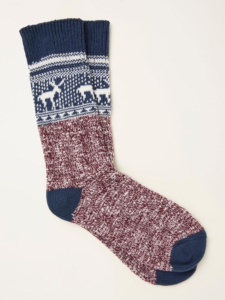 Fat Face Navy Fairisle Socks