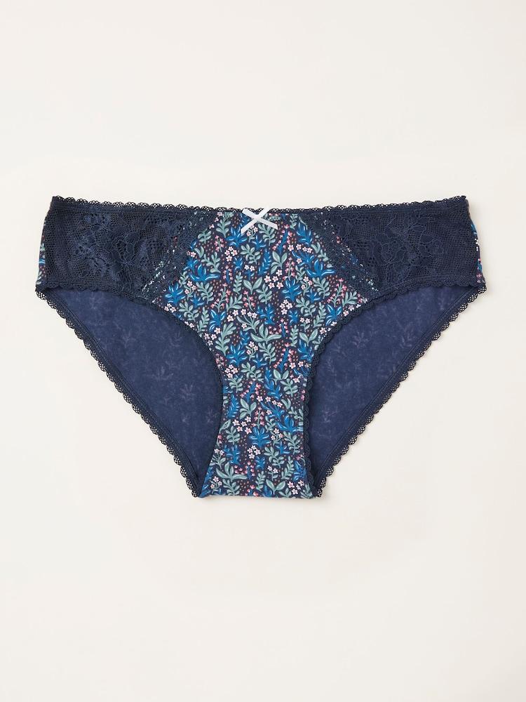 Fat Face Navy Floral Print Classic Knickers
