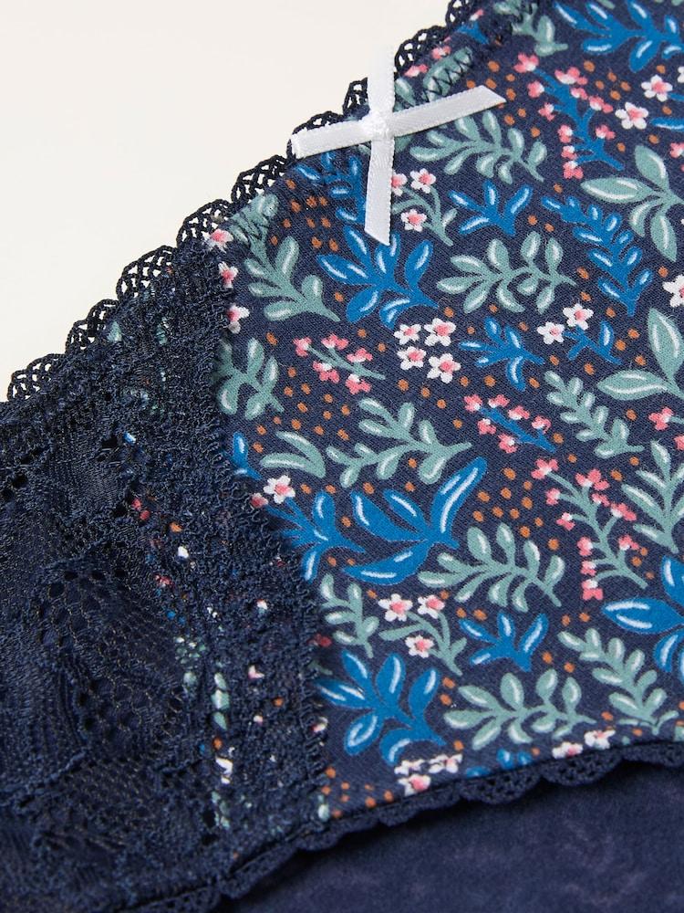 fat face Navy Floral Print Classic Knickers