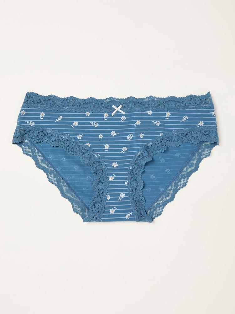 Fat Face Navy Floral Stripe Classic Knickers