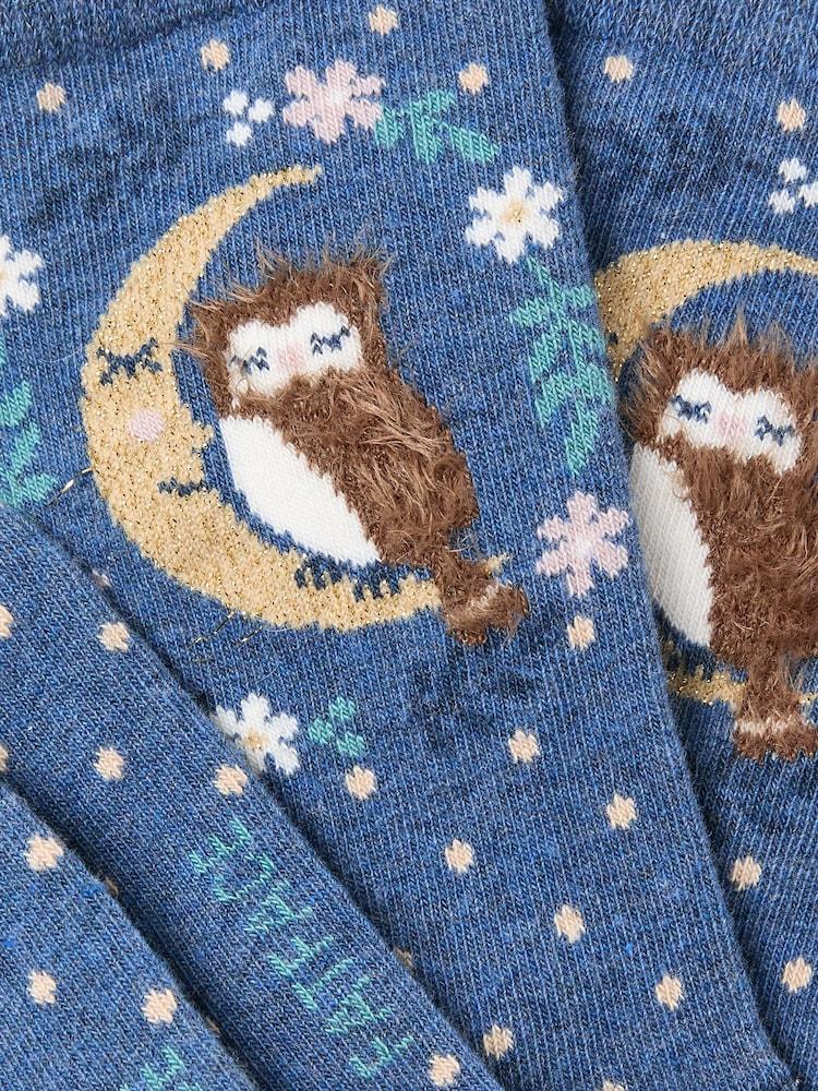 Fat Face Navy Fluffy Owl Socks