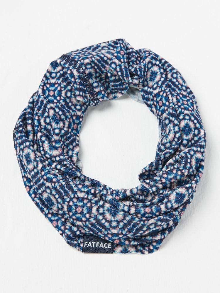 Fat Face Navy Geometric Print Multi Use Snood