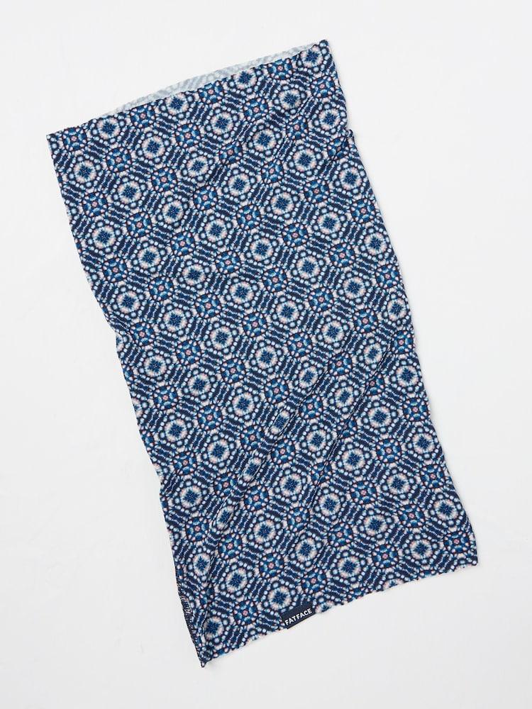 Fat Face Navy Geometric Print Multi Use Snood