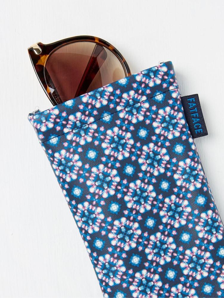fat face Navy Geometric Print Sunglasses Case