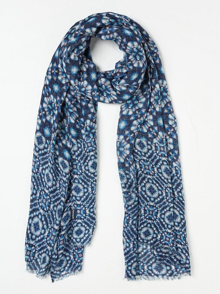 Fat Face Navy Geometric Printed Lightweight Scarf
