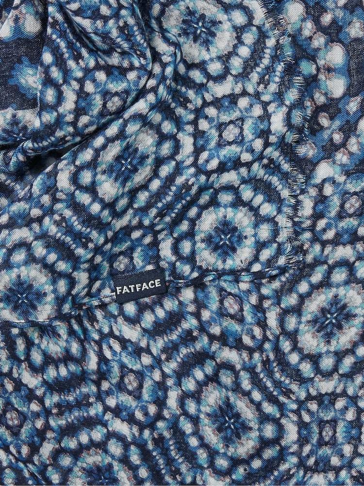 fat face Navy Geometric Printed Lightweight Scarf
