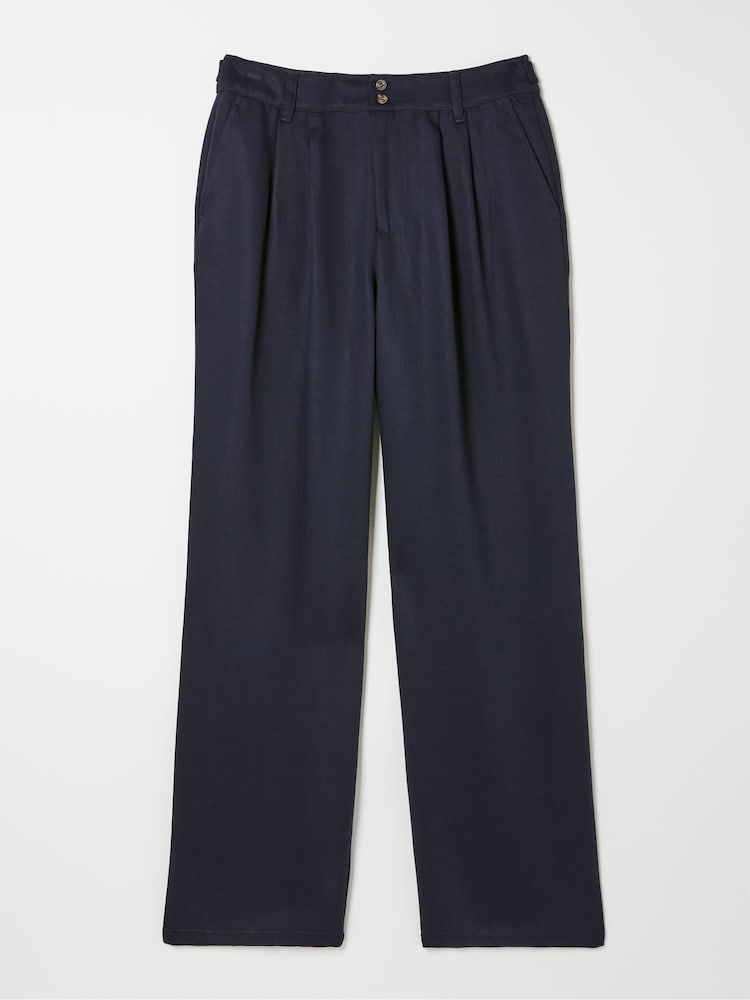 fat face Navy Ginger Wide Leg Drape Trousers