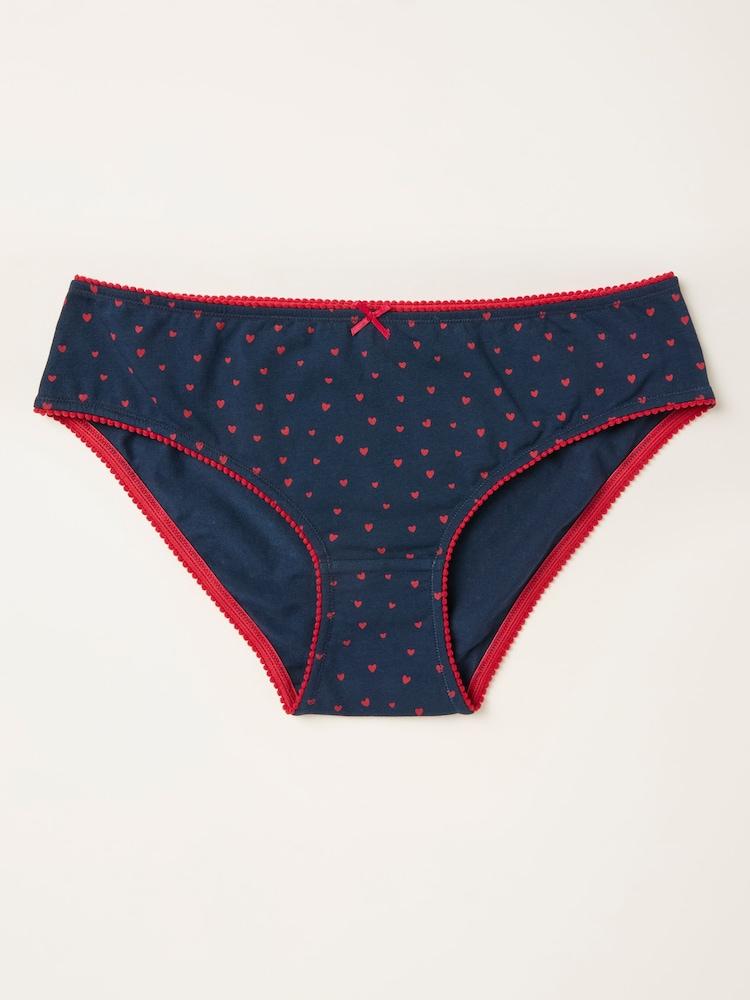 Fat Face Navy Heart Print Classic Knickers