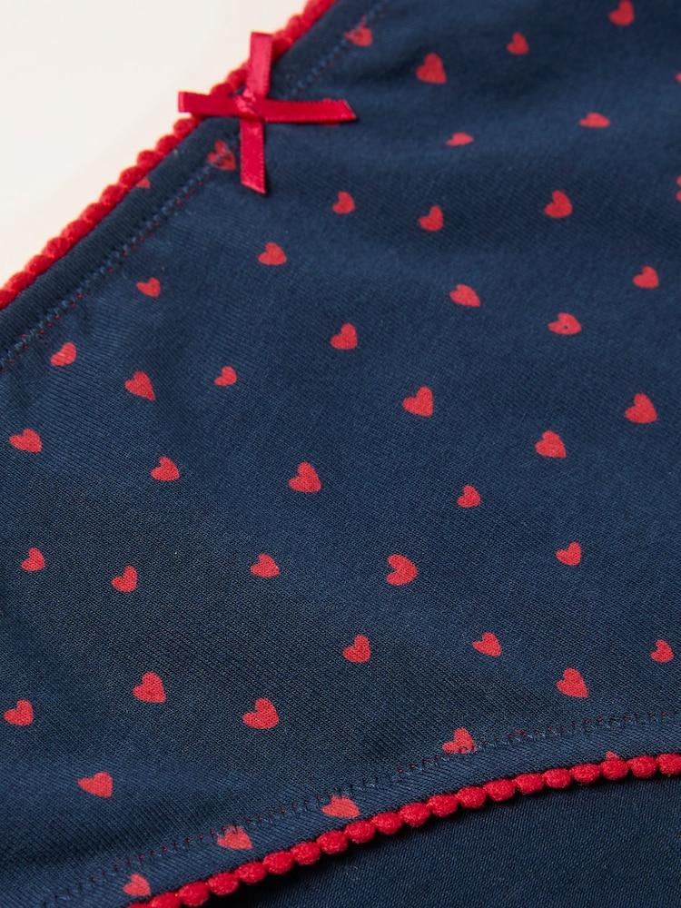 fat face Navy Heart Print Classic Knickers