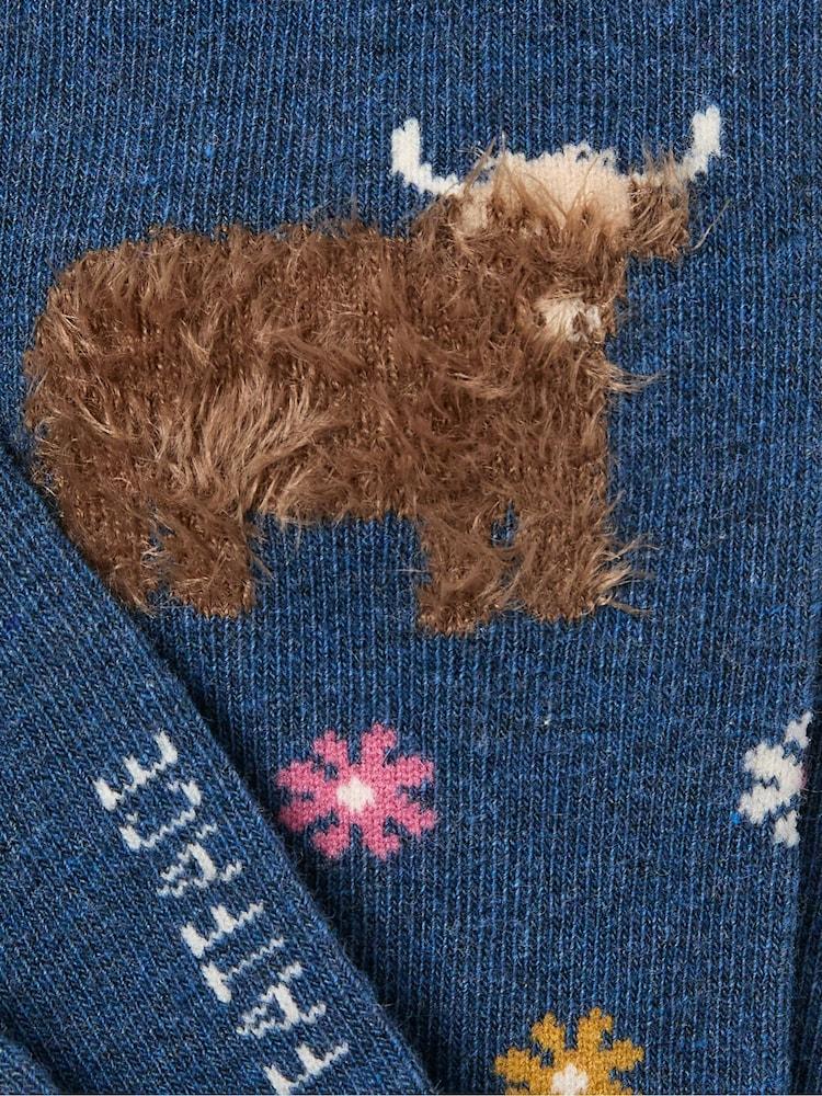 Fat Face Navy Highland Cow Socks