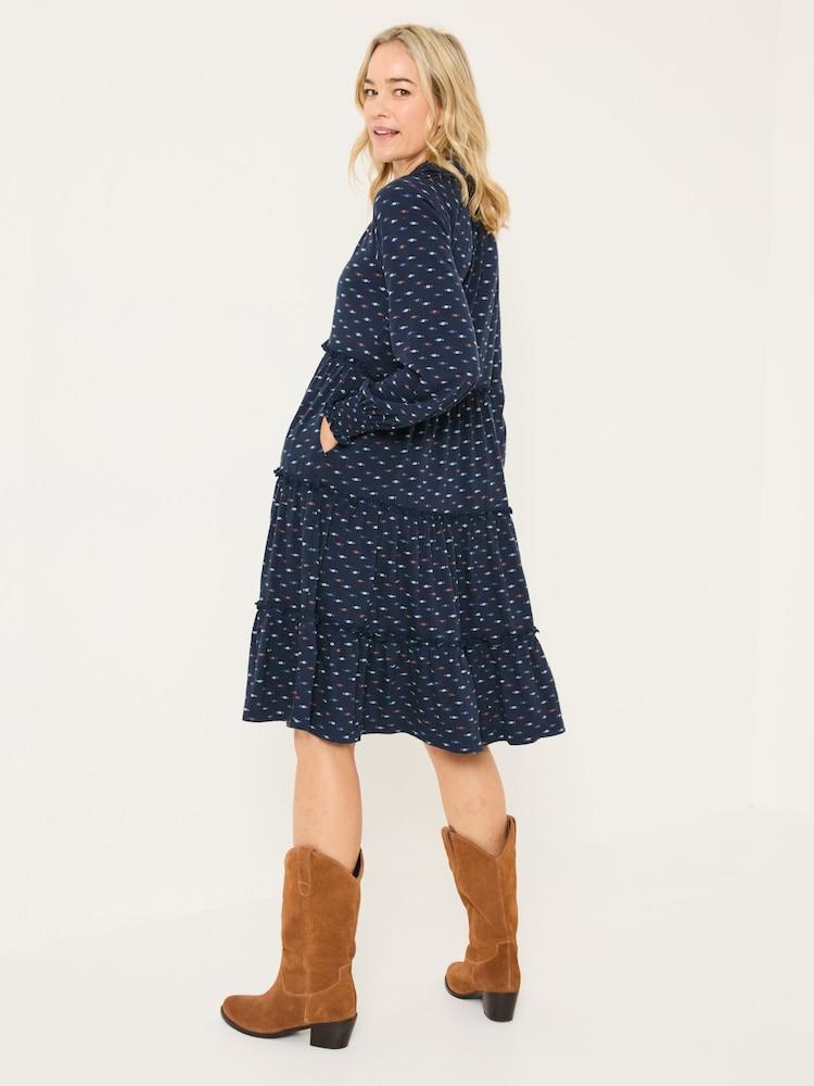 Fat Face Navy Ivana Jersey 100% Cotton Dress