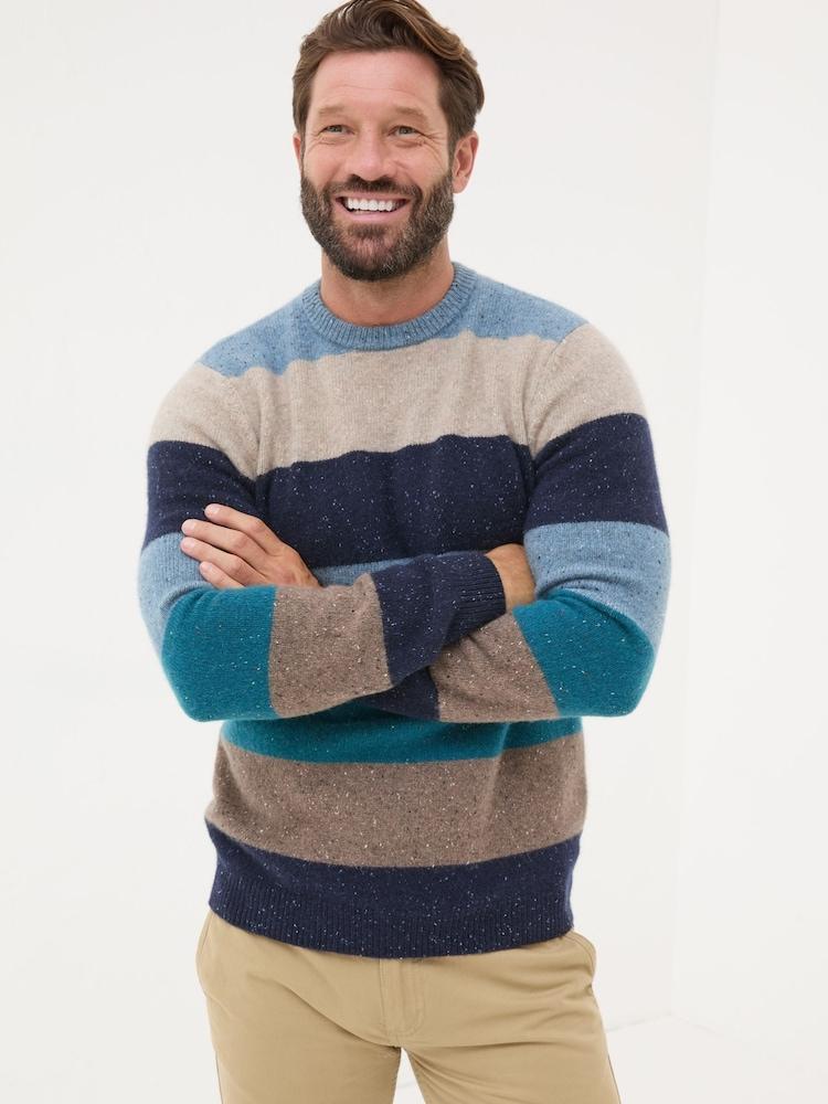 Fat Face Navy Lambswool Knitted Crew Jumper