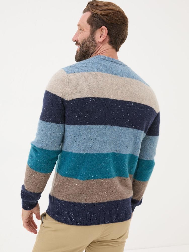 Fat Face Navy Lambswool Knitted Crew Jumper
