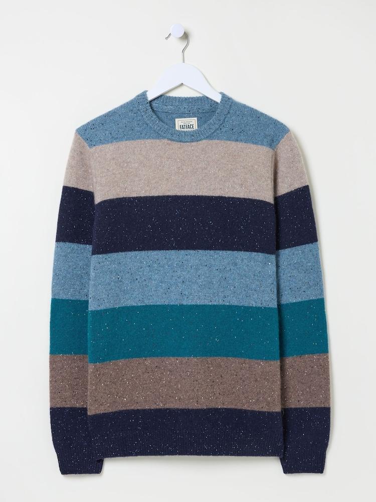 fat face Navy Lambswool Knitted Crew Jumper