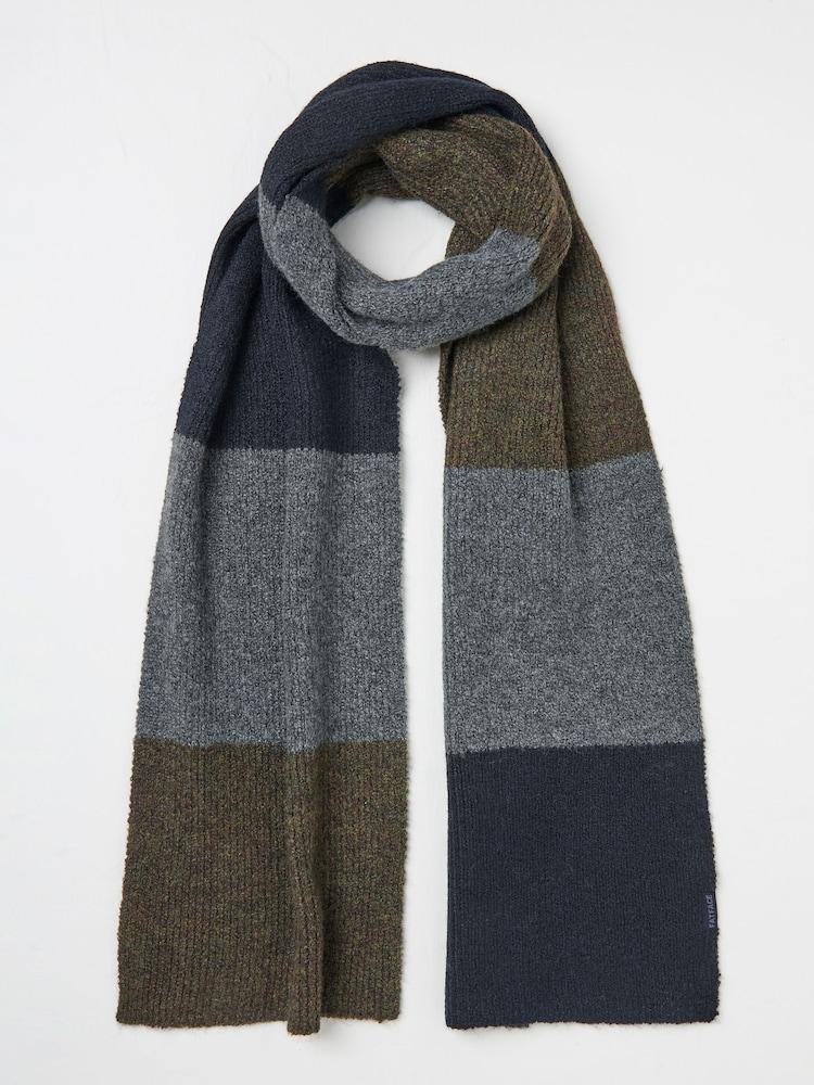 Fat Face Navy Leo Colourblock Scarf