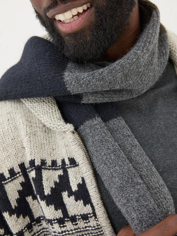 fat face Navy Leo Colourblock Scarf