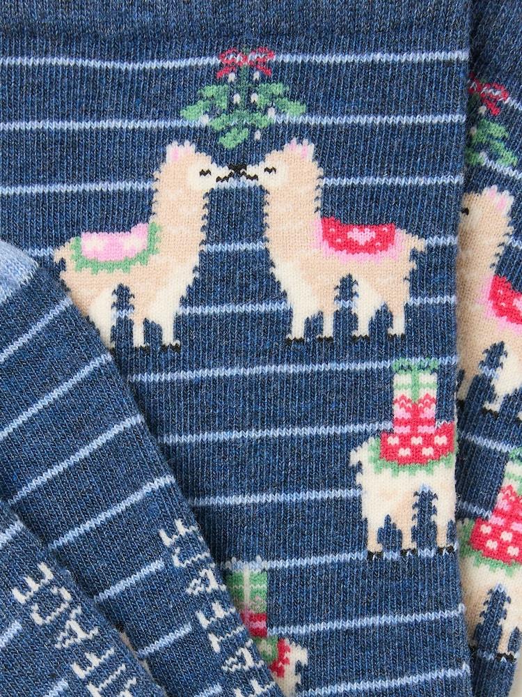 fat face Navy Llama Socks