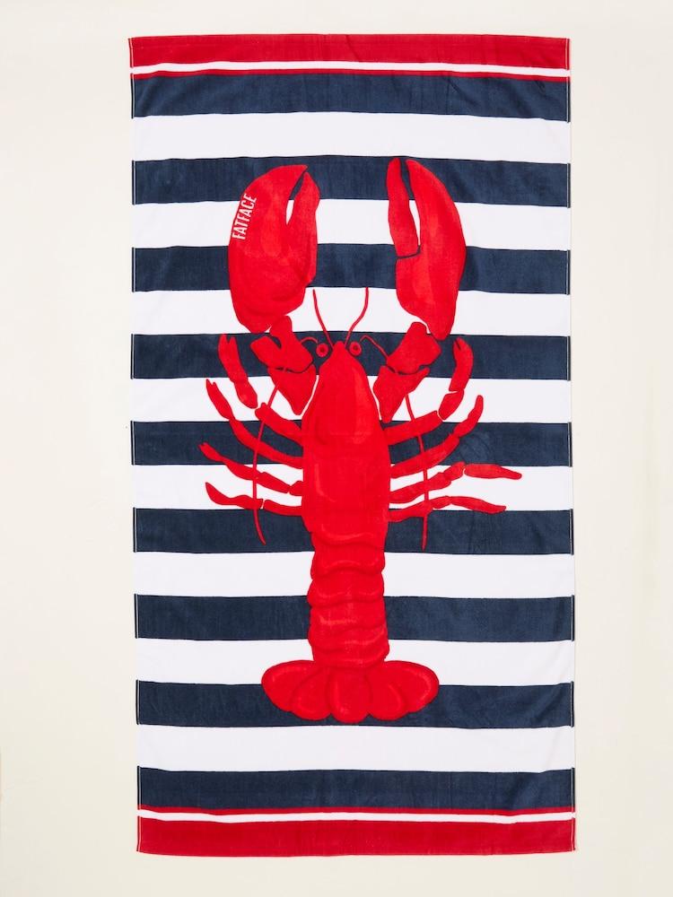 Fat Face Navy Lobster Printed Beach Towel