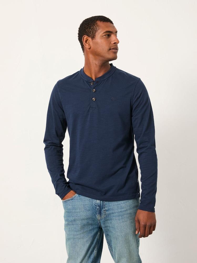 Fat Face Navy Long Sleeve Woodside Slub Henley