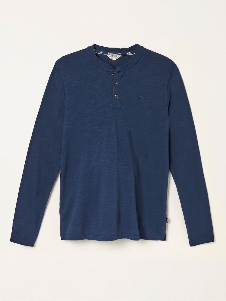 fat face Navy Long Sleeve Woodside Slub Henley