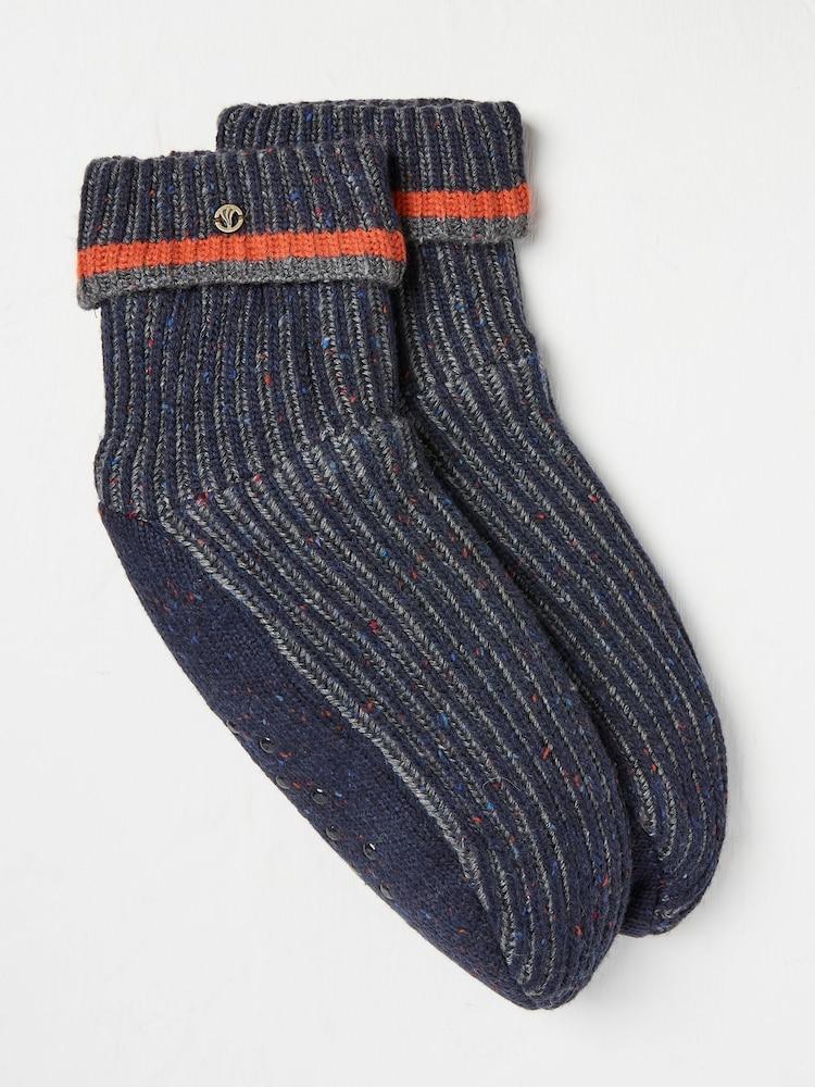 Fat Face Navy Mens Striped Bedsocks