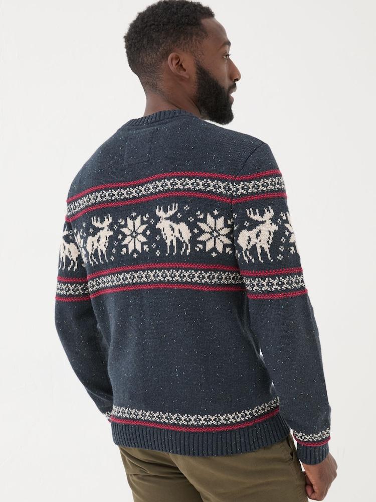 Fat Face Navy Moose Crew Jumper