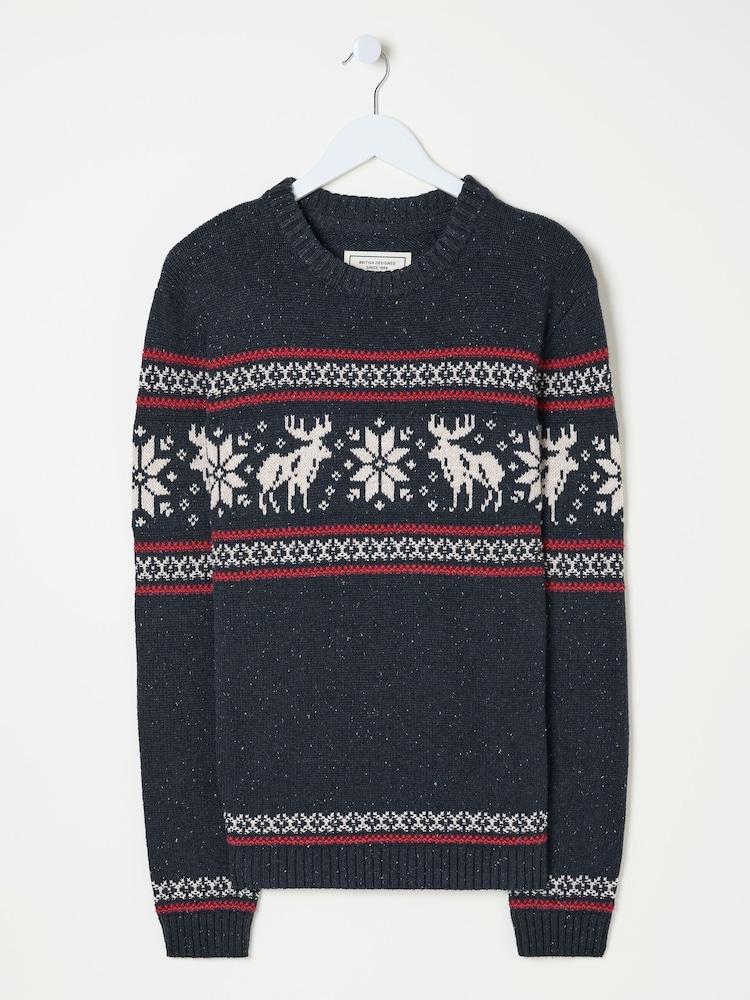 fat face Navy Moose Crew Jumper