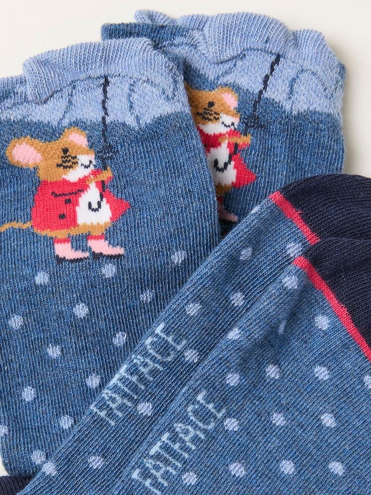 fat face Navy Mouse in the Rain Socks