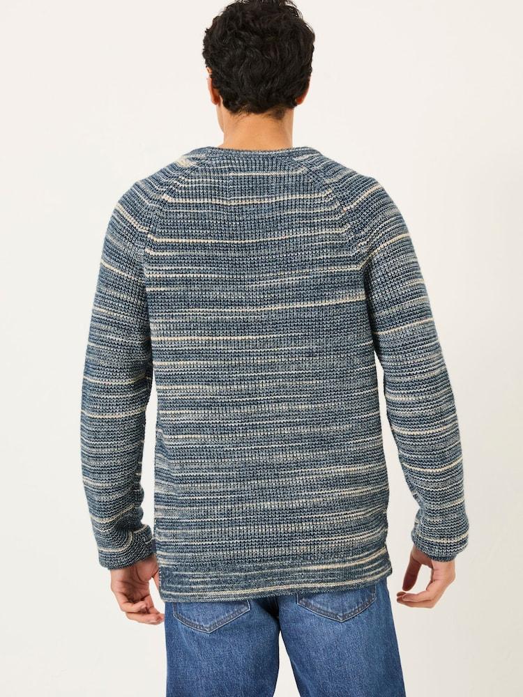 Fat Face Navy Ombre Knitted Crew Neck Jumper