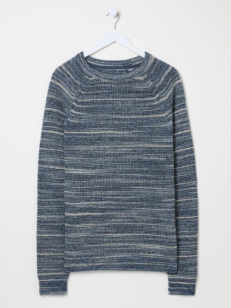 fat face Navy Ombre Knitted Crew Neck Jumper